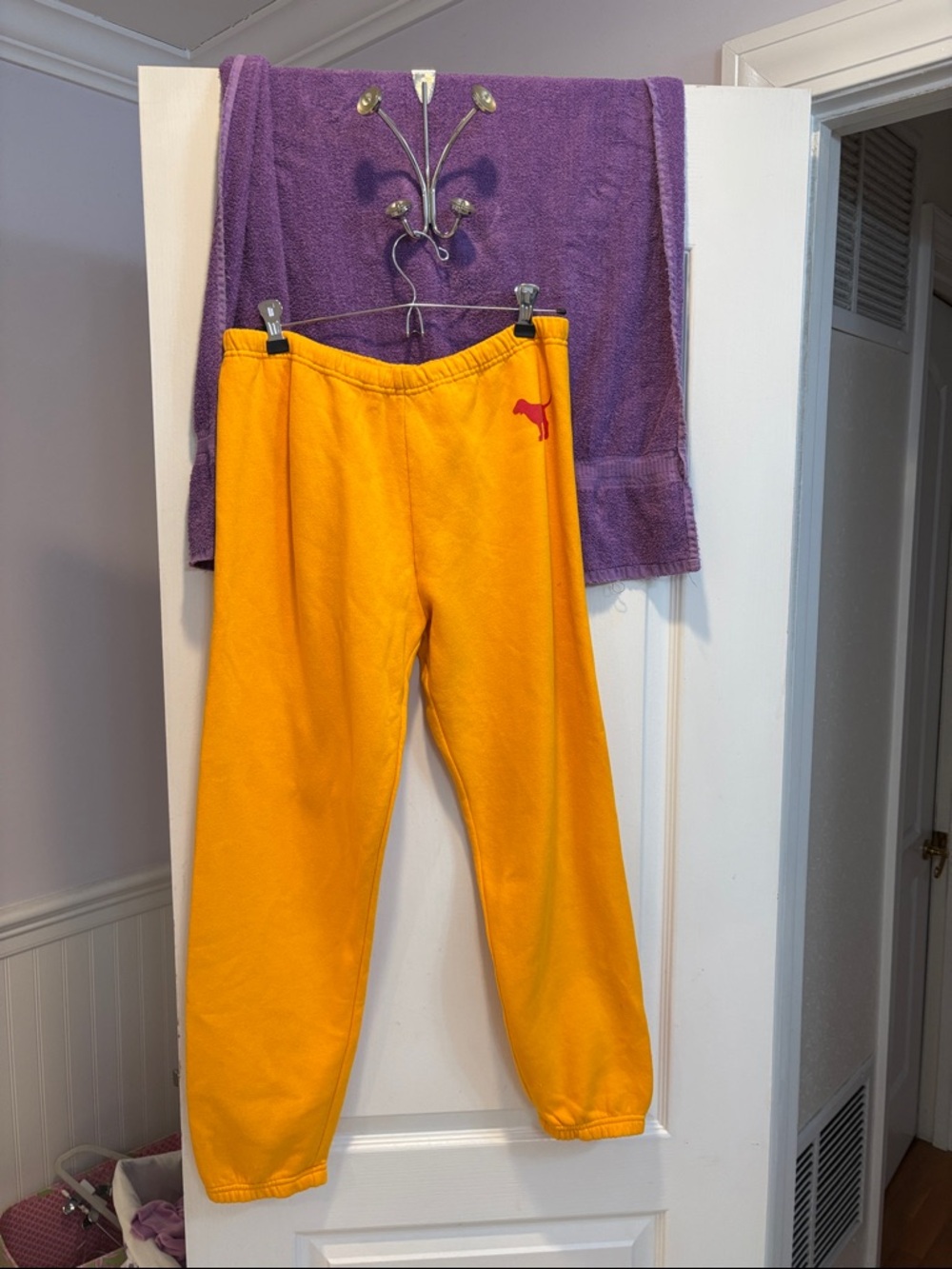 Vintage PINK Victoria's Secret Golden Yellow Sweatpants with Pink Logo